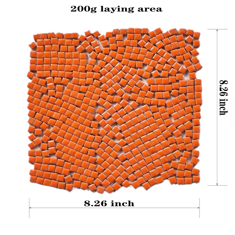 PINUO&KE 200 Pieces / 200 g Square Shapes 0.4x0.4 inch Square Ceramic Mosaic Mosaic Tiles for Crafts Glass Mosaic for Jewelry Making - Orange - Image 2